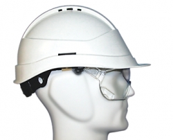 Casque de chantier Kara avec lunettes blanc