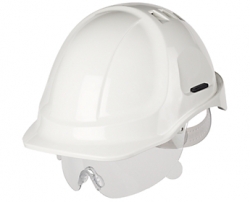 Casque de chantier Style 600 blanc aéré avec lunettes