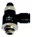 Régleur de débit cylindrique à  l'échappement à  vis extérieure